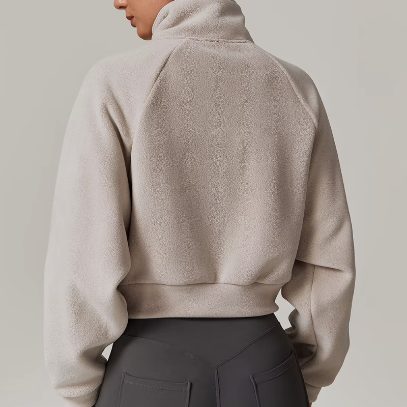 Lightweight fleece jacket for women in white – front view