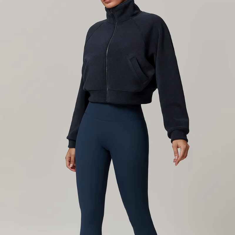 Lightweight fleece jacket for women in white – front view