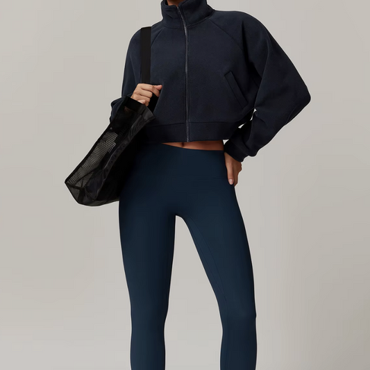 Lightweight fleece jacket for women in white – front view