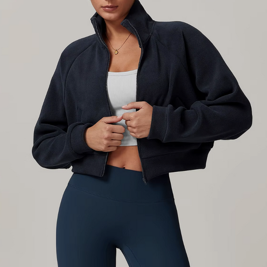 Lightweight fleece jacket for women in white – front view