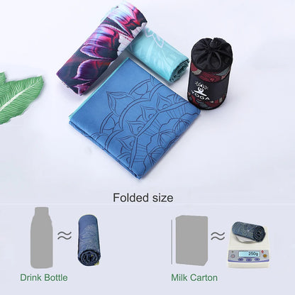 Foldable, portable microfiber yoga towel for easy travel and storage