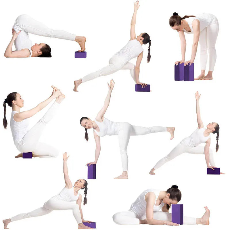 Exercises using yoga blocks for improved flexibility and balance