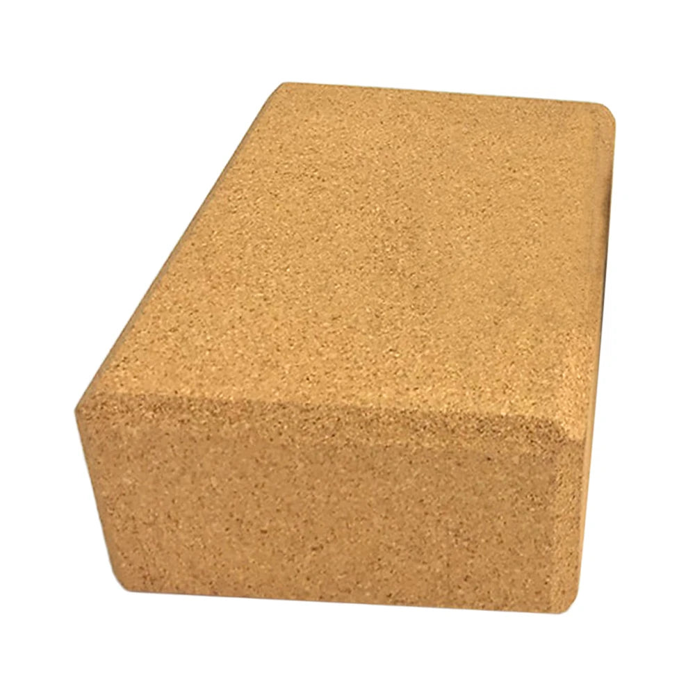 High-density cork yoga block with beveled edges for stability and balance