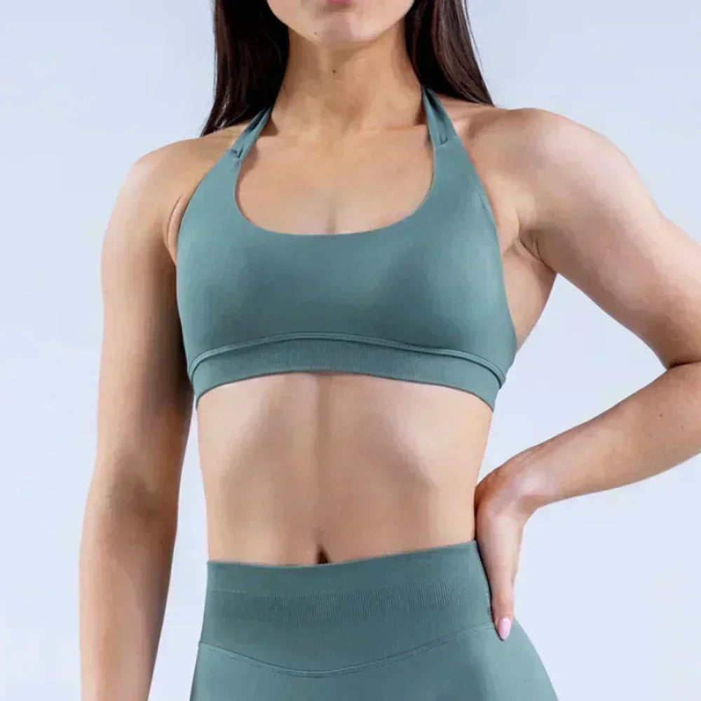 Comfortable and stylish activewear halter neck bra for yoga and Pilates