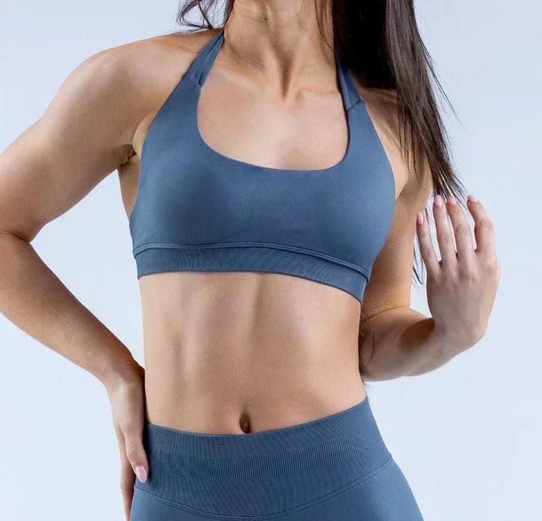 Comfortable and stylish activewear halter neck bra for yoga and Pilates